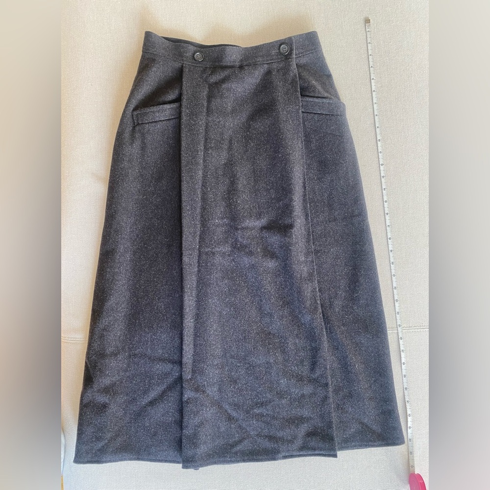 Calvin Klein Charcoal Wool Wrap Skirt